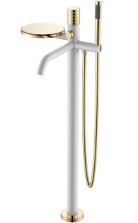 Напольный смеситель для ванны Boheme Stick 129-WG белый матовый/золото